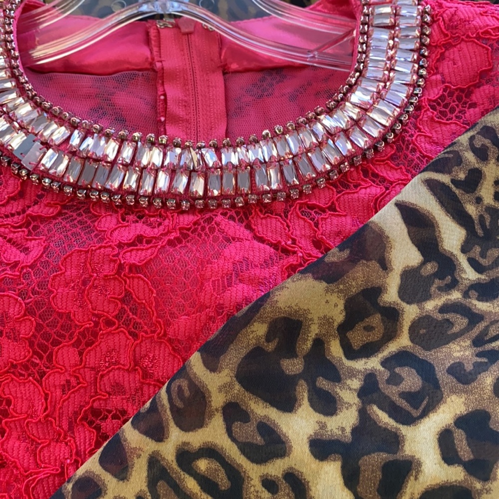 Rachel Allan Pink and Leopard Print Prom Dress - Picture 3 of 6